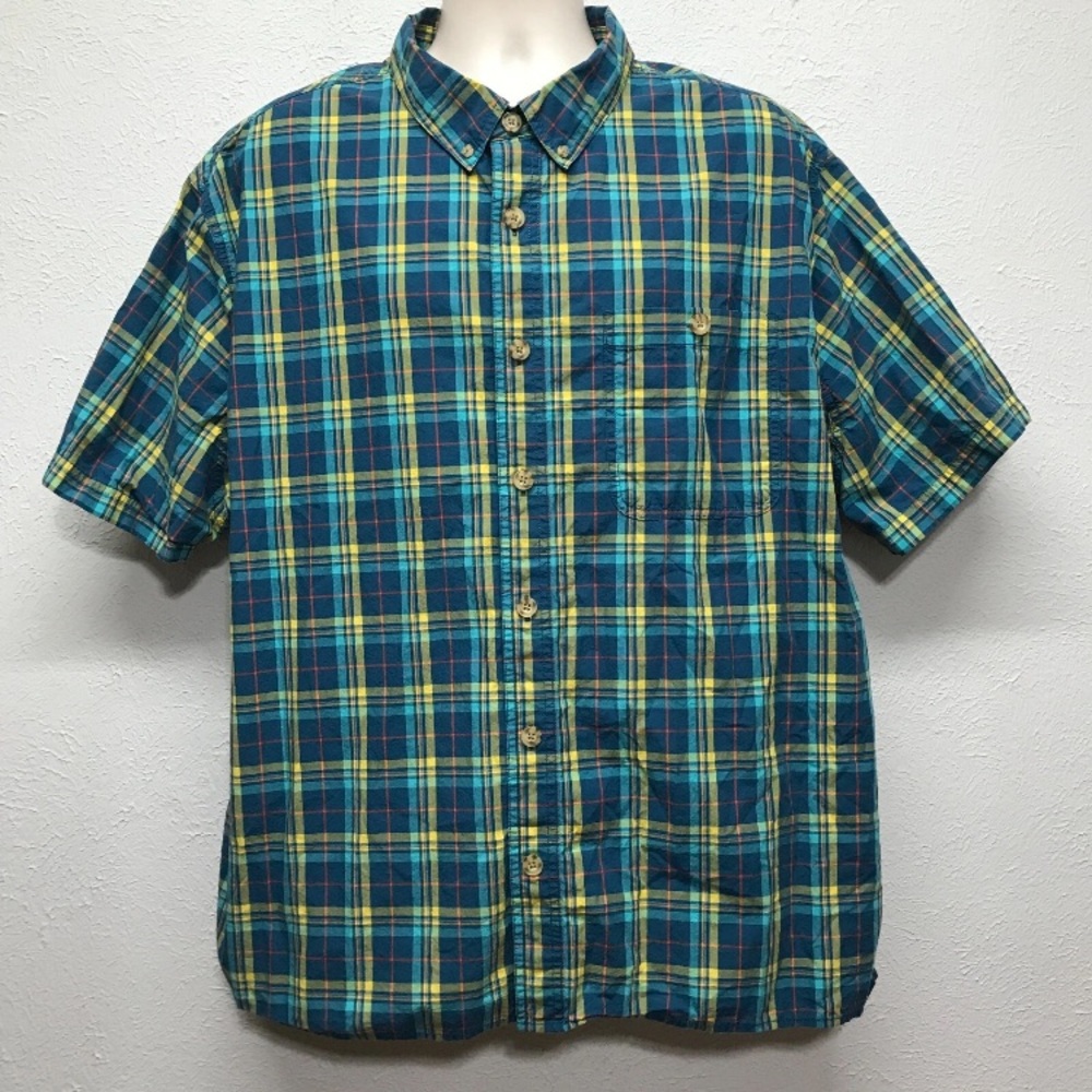 Duluth Untucked Shirt Mens 2XL‎ Blue Plaid Relaxed Fit Button Down Cotton Pocket
